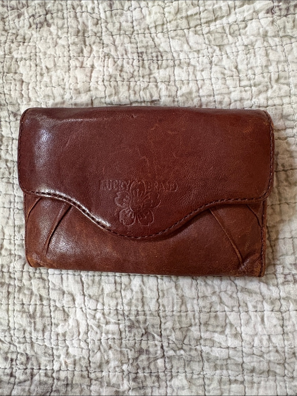 Lucky Brand Chestnut Brown Leather Fold Wallet